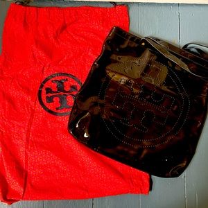 Rare Tory Burch large black patent leather bag/purse.